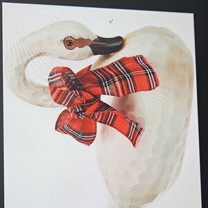 Valerie Par Hill Charming White Christmas Swan with plaid Christmas Ribbon no.1